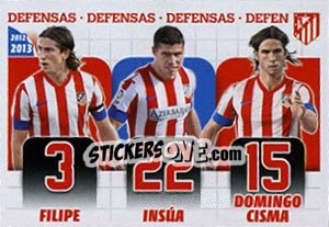 Sticker Filipe Luis / Insua / Domingo Cisma - Atletico de Madrid 2012-2013 n. 21 - Panini