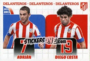 Sticker Adrian Lopez / Diego Costa - Atletico de Madrid 2012-2013 n. 25 - Panini