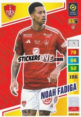 Sticker Noah Fadiga - Ligue 1 2023-2024. Adrenalyn XL
 n. 17 - Panini