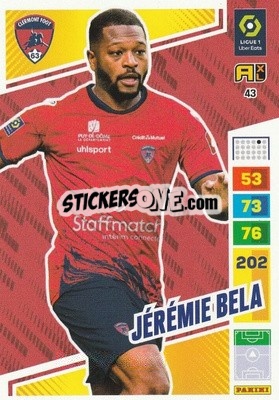 Sticker Jérémie Bela - Ligue 1 2023-2024. Adrenalyn XL
 n. 43 - Panini