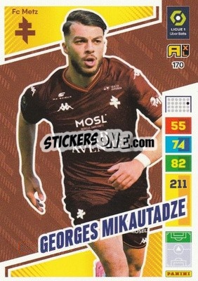 Sticker Georges Mikautadze - Ligue 1 2023-2024. Adrenalyn XL
 n. 170 - Panini