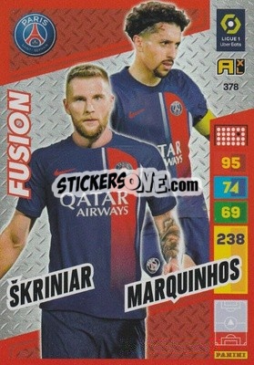 Sticker Marquinhos / Milan Škriniar - Ligue 1 2023-2024. Adrenalyn XL
 n. 378 - Panini