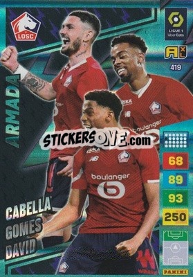 Sticker Rémy Cabella / Angel Gomes / Jonathan David - Ligue 1 2023-2024. Adrenalyn XL
 - Panini