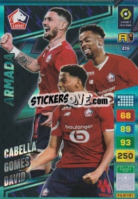 Sticker Rémy Cabella / Angel Gomes / Jonathan David - Ligue 1 2023-2024. Adrenalyn XL
 n. 419 - Panini