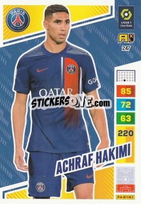 Sticker Achraf Hakimi - Ligue 1 2023-2024. Adrenalyn XL
 n. 247 - Panini