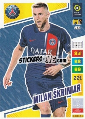 Sticker Milan Škriniar - Ligue 1 2023-2024. Adrenalyn XL
 n. 252 - Panini
