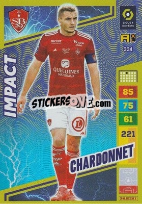 Sticker Brendan Chardonnet - Ligue 1 2023-2024. Adrenalyn XL
 n. 334 - Panini