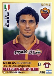 Cromo Nicolás Burdisso - Calciatori 2013-2014 - Panini