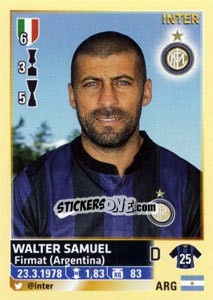 Figurina Walter Samuel - Calciatori 2013-2014 - Panini