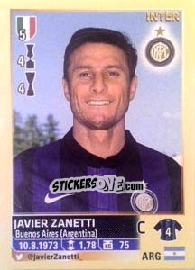 Sticker Javier Zanetti - Calciatori 2013-2014 n. 261 - Panini