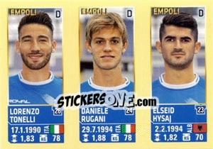 Sticker Lorenzo Tonelli / Daniele Rugani / Elseid Hysaj - Calciatori 2013-2014 n. 654 - Panini