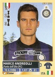 Cromo Marco Andreolli (Inter) - Calciatori 2013-2014 - Panini
