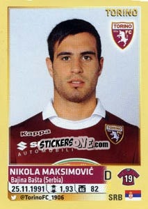 Cromo Nikola Maksimovic (Torino) - Calciatori 2013-2014 - Panini