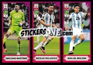 Sticker Emiliano Martínez / Nicolás Tagliafico / Nahuel Molina - FIFA 365 2024
 - Panini