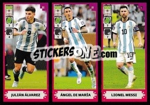 Sticker Julián Álvarez / Ángel Di María / Lionel Messi