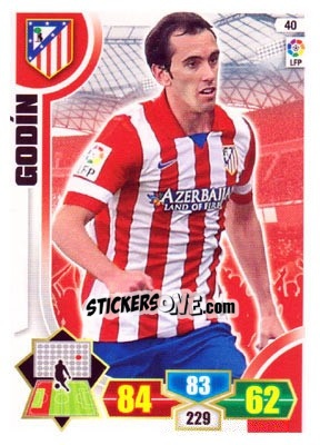 Sticker Godín - Liga BBVA 2013-2014. Adrenalyn XL n. 40 - Panini