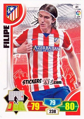 Sticker Filipe Luis - Liga BBVA 2013-2014. Adrenalyn XL n. 41 - Panini
