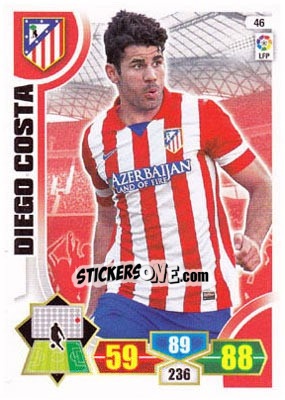 Sticker Diego Costa - Liga BBVA 2013-2014. Adrenalyn XL n. 46 - Panini