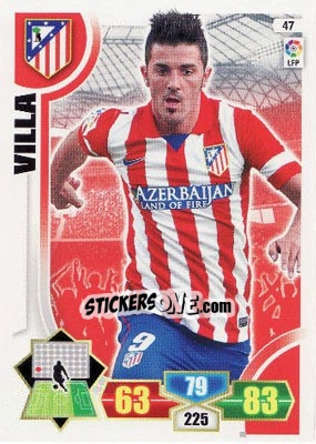 Sticker David Villa - Liga BBVA 2013-2014. Adrenalyn XL n. 47 - Panini