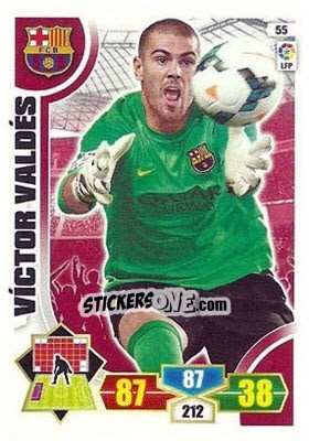 Sticker Víctor Valdés - Liga BBVA 2013-2014. Adrenalyn XL n. 55 - Panini