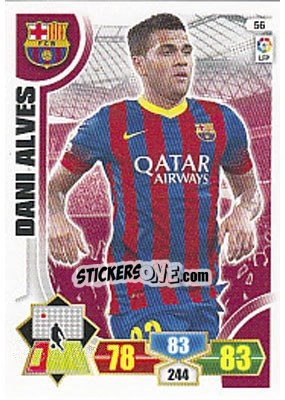 Sticker Dani Alves - Liga BBVA 2013-2014. Adrenalyn XL n. 56 - Panini