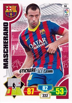 Sticker Mascherano - Liga BBVA 2013-2014. Adrenalyn XL n. 58 - Panini
