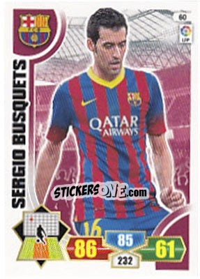 Sticker Sergio Busquets - Liga BBVA 2013-2014. Adrenalyn XL n. 60 - Panini