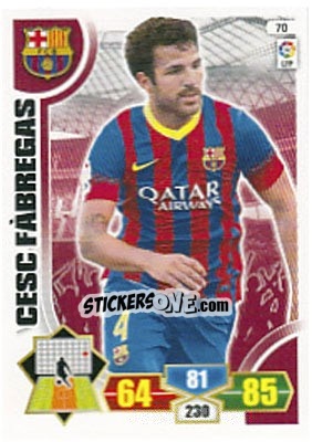 Sticker Cesc Fàbregas - Liga BBVA 2013-2014. Adrenalyn XL n. 70 - Panini