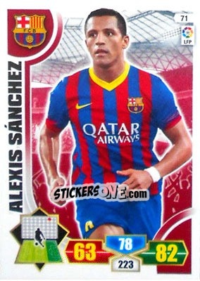 Sticker Alexis Sánchez - Liga BBVA 2013-2014. Adrenalyn XL n. 71 - Panini