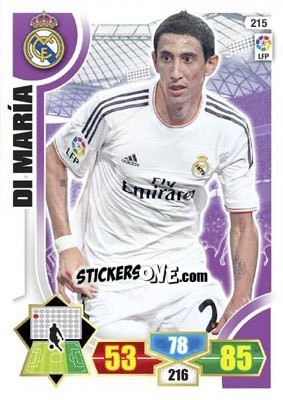 Sticker Di María - Liga BBVA 2013-2014. Adrenalyn XL n. 215 - Panini