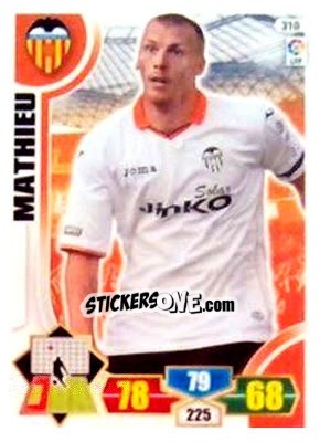 Sticker Jérémy Mathieu - Liga BBVA 2013-2014. Adrenalyn XL n. 310 - Panini