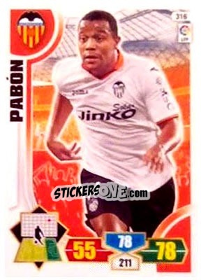 Sticker Pabón - Liga BBVA 2013-2014. Adrenalyn XL n. 316 - Panini