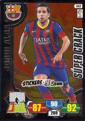 Sticker Jordi Alba - Liga BBVA 2013-2014. Adrenalyn XL n. 442 - Panini