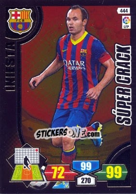 Sticker Iniesta - Liga BBVA 2013-2014. Adrenalyn XL n. 444 - Panini