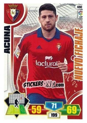 Sticker Acuña - Liga BBVA 2013-2014. Adrenalyn XL n. 480 - Panini