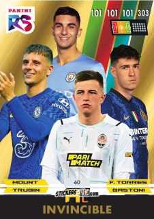 Sticker Anatoliy Trubin / Alessandro Bastoni / Ferran Torres / Mason Mount Inv - Fifa 365 2022 - Rising Stars n. 60 - Panini
