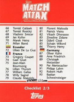 Figurina Checklist 66-130 - World Cup Match Attax 2006 n. CH2 - Topps