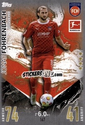 Sticker Jonas Föhrrenbach - German Fussball Bundesliga 2023-2024. Match Attax
 - Topps