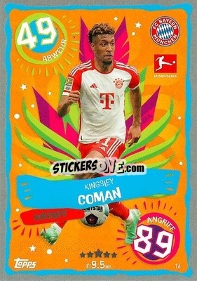 Sticker Kingsley Coman - German Fussball Bundesliga 2023-2024. Match Attax
 - Topps