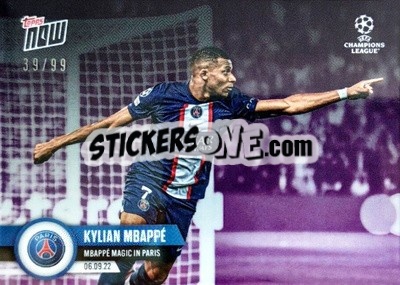 Sticker Kylian Mbappe - Now UEFA Champions League 2022-2023 n. 8p - Topps