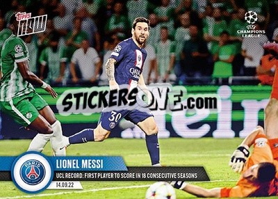 Sticker Lionel Messi - Now UEFA Champions League 2022-2023 n. 27 - Topps