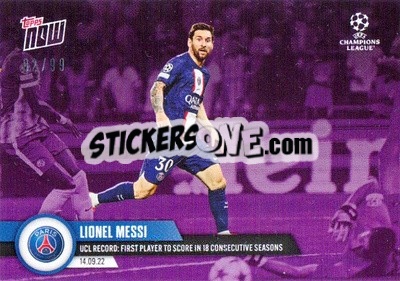 Sticker Lionel Messi - Now UEFA Champions League 2022-2023 n. 27p - Topps