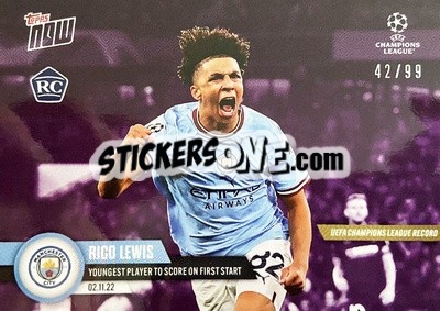 Sticker Rico Lewis - Now UEFA Champions League 2022-2023 - Topps