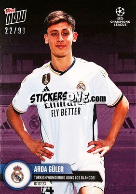 Sticker Arda Guler - Now UEFA Champions League 2022-2023 n. 129p - Topps
