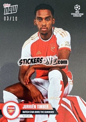 Sticker Jurrien Timber - Now UEFA Champions League 2022-2023 n. 132b - Topps