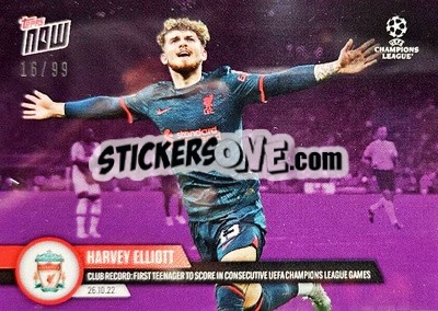 Sticker Harvey Elliott - Now UEFA Champions League 2022-2023 n. 52p - Topps