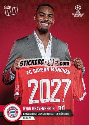 Sticker Ryan Gravenberch - Now UEFA Champions League 2022-2023 n. PS04 - Topps