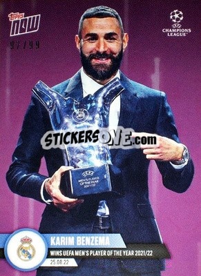 Sticker Karim Benzema - Now UEFA Champions League 2022-2023 n. 4p - Topps