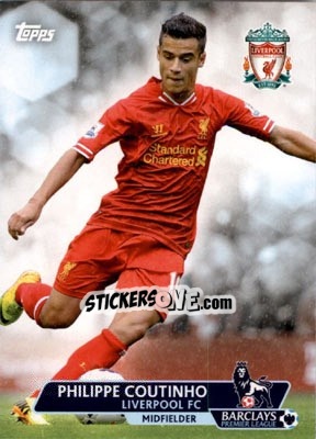 Sticker Philippe Coutinho - Premier Gold 2013-2014 n. 43 - Topps