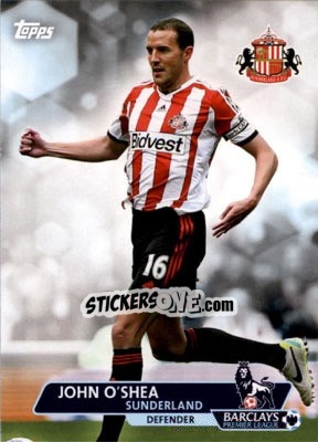 Sticker John O'Shea - Premier Gold 2013-2014 n. 76 - Topps